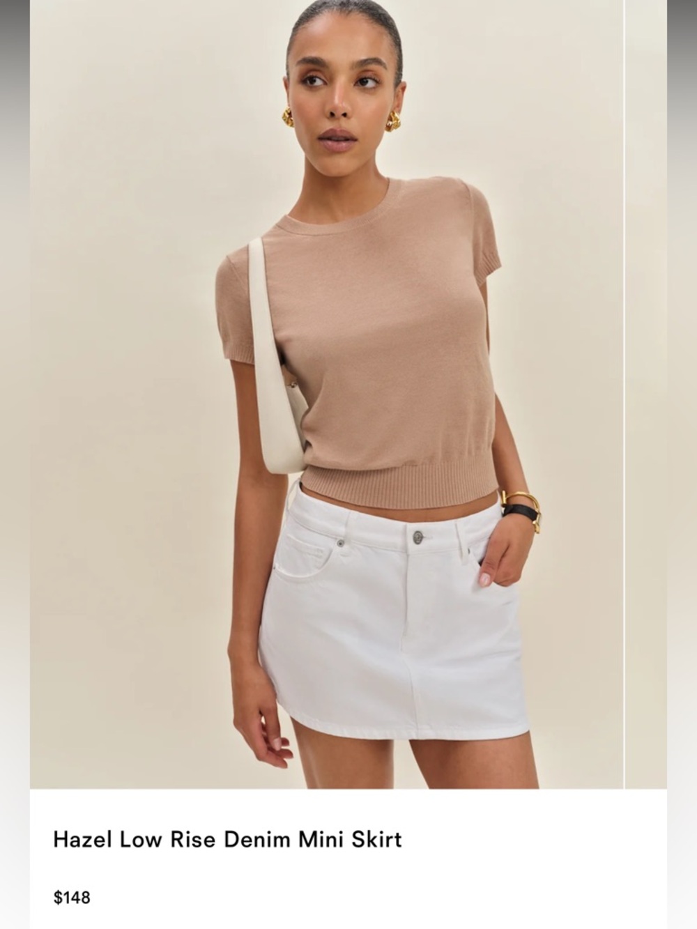 Reformation Hazel Low Rise Denim Mini Skirt white